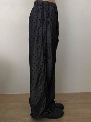 Dot Pattern Super Wide Balloon Elastic Waist Pants