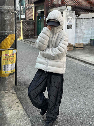 Dot Pattern Super Wide Balloon Elastic Waist Pants