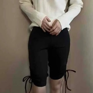Ribbon String Slim Biker Training Shorts
