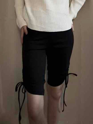 Ribbon String Slim Biker Training Shorts