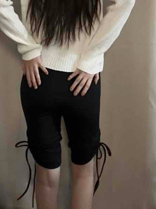 Ribbon String Slim Biker Training Shorts