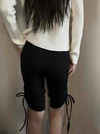 Ribbon String Slim Biker Training Shorts