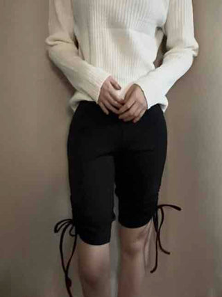 Ribbon String Slim Biker Training Shorts
