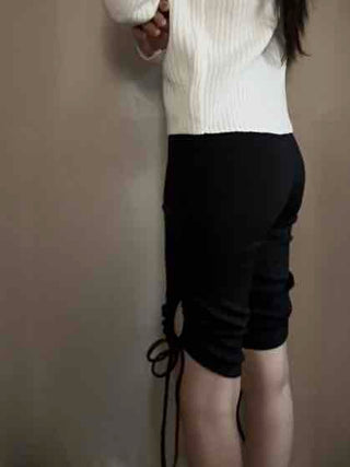 Ribbon String Slim Biker Training Shorts
