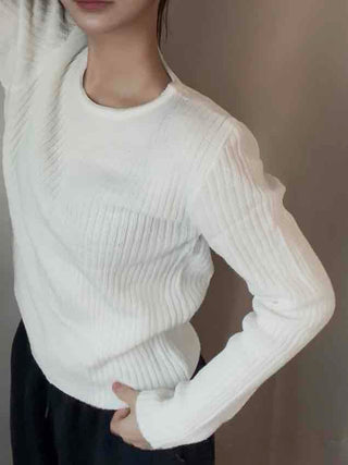 Daily Slim Fit Ribbed Round Neck Long Sleeve T-shirt