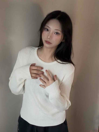 Daily Slim Fit Ribbed Round Neck Long Sleeve T-shirt