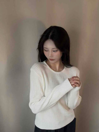 Daily Slim Fit Ribbed Round Neck Long Sleeve T-shirt