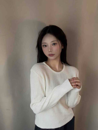 Daily Slim Fit Ribbed Round Neck Long Sleeve T-shirt