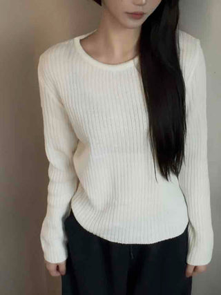 Daily Slim Fit Ribbed Round Neck Long Sleeve T-shirt