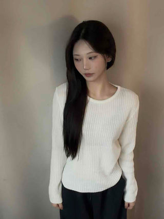 Daily Slim Fit Ribbed Round Neck Long Sleeve T-shirt