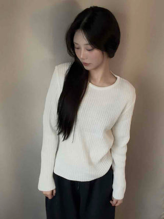 Daily Slim Fit Ribbed Round Neck Long Sleeve T-shirt