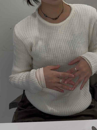 Daily Slim Fit Ribbed Round Neck Long Sleeve T-shirt