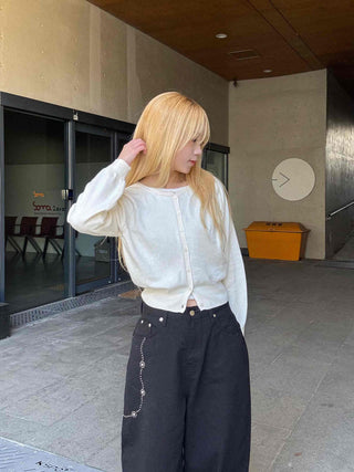 Minimal Cotton Slim Fit Button Cardigan