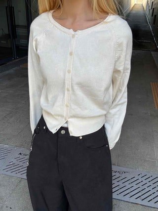 Minimal Cotton Slim Fit Button Cardigan