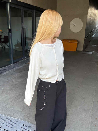 Minimal Cotton Slim Fit Button Cardigan