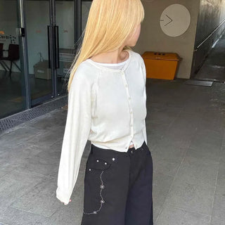 Minimal Cotton Slim Fit Button Cardigan