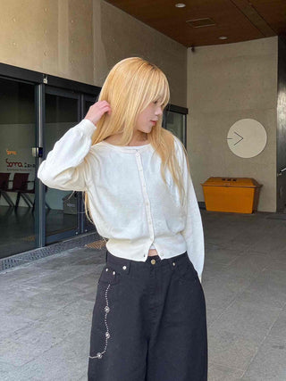 Minimal Cotton Slim Fit Button Cardigan