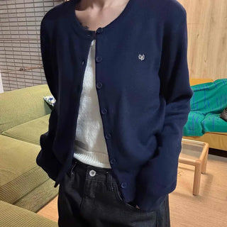 Classic One-Point Logo Round Knit Cardigan
