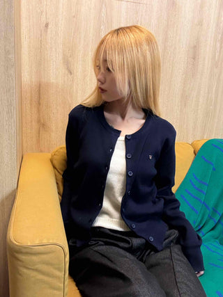 Classic One-Point Logo Round Knit Cardigan