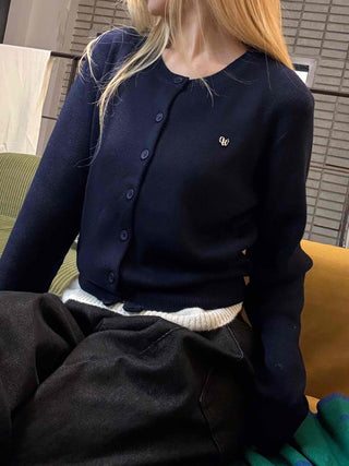 Classic One-Point Logo Round Knit Cardigan