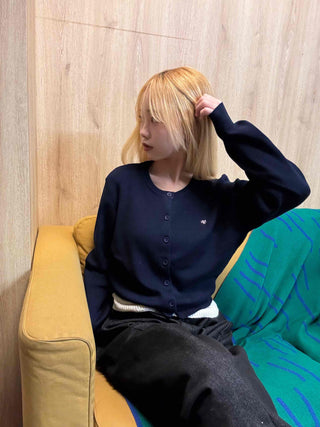 Classic One-Point Logo Round Knit Cardigan