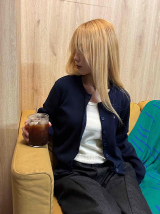 Classic One-Point Logo Round Knit Cardigan