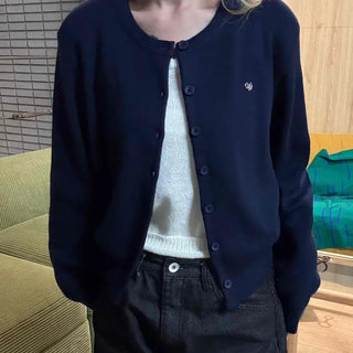 Classic One-Point Logo Round Knit Cardigan