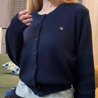 Classic One-Point Logo Round Knit Cardigan