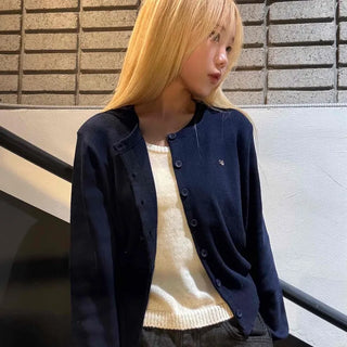 Classic One-Point Logo Round Knit Cardigan