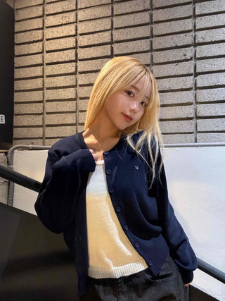 Classic One-Point Logo Round Knit Cardigan