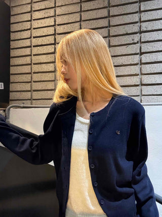 Classic One-Point Logo Round Knit Cardigan