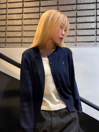 Classic One-Point Logo Round Knit Cardigan