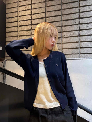 Classic One-Point Logo Round Knit Cardigan