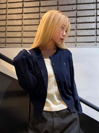 Classic One-Point Logo Round Knit Cardigan