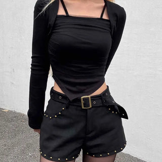 Asymmetrical Bolero Layered Crop T-shirt