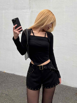 Asymmetrical Bolero Layered Crop T-shirt