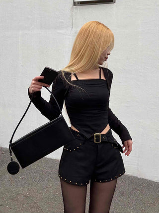 Asymmetrical Bolero Layered Crop T-shirt