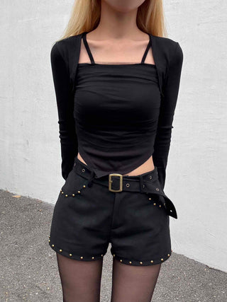 Asymmetrical Bolero Layered Crop T-shirt