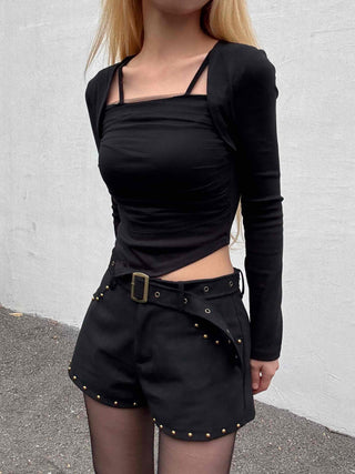 Asymmetrical Bolero Layered Crop T-shirt