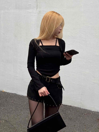Asymmetrical Bolero Layered Crop T-shirt