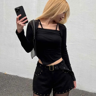 Asymmetrical Bolero Layered Crop T-shirt