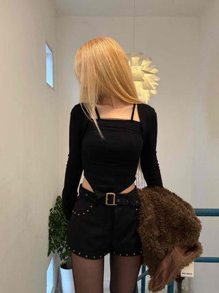 Asymmetrical Bolero Layered Crop T-shirt