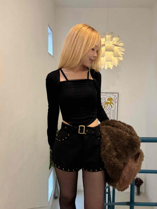 Asymmetrical Bolero Layered Crop T-shirt
