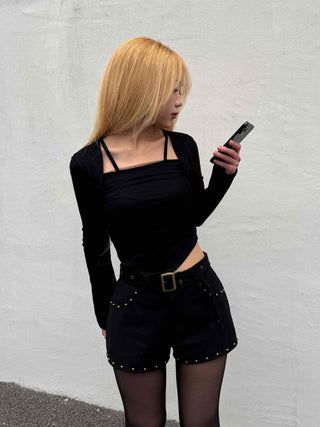 Asymmetrical Bolero Layered Crop T-shirt