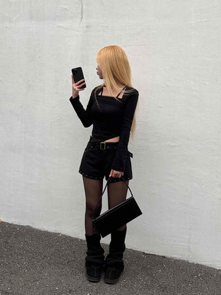 Asymmetrical Bolero Layered Crop T-shirt