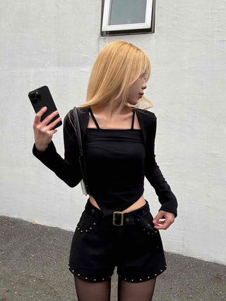 Asymmetrical Bolero Layered Crop T-shirt