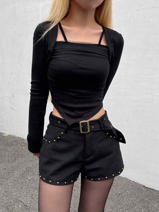 Asymmetrical Bolero Layered Crop T-shirt