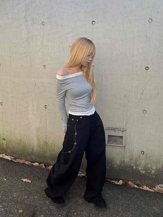 Sexy Off-Shoulder Shirred Slim Fit Long Sleeve T-Shirt