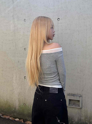 Sexy Off-Shoulder Shirred Slim Fit Long Sleeve T-Shirt