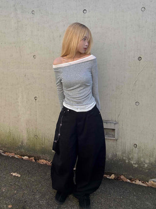 Sexy Off-Shoulder Shirred Slim Fit Long Sleeve T-Shirt